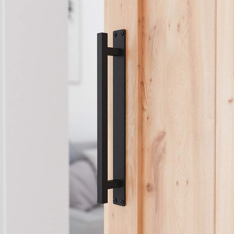 SMARTSTANDARD 12â€ Rustic Barn Door Handle for Sliding Door, Heavy Duty Barn Door Pull, Antique Long Base Gate Handle - Image 1